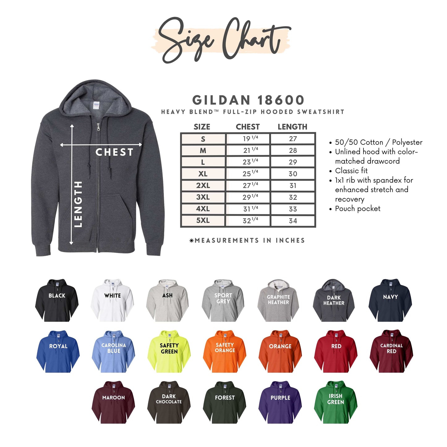 Hoodie with Zipper (Gildan)