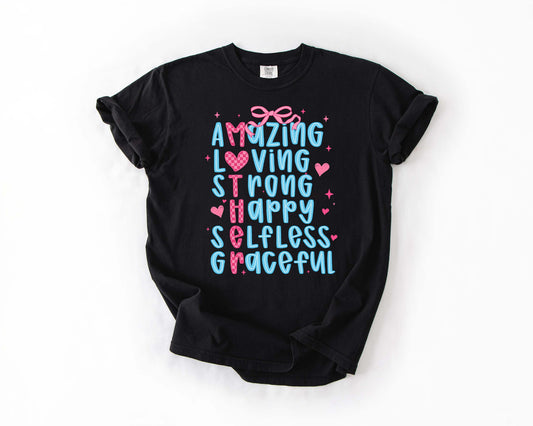 Mother with pink bow